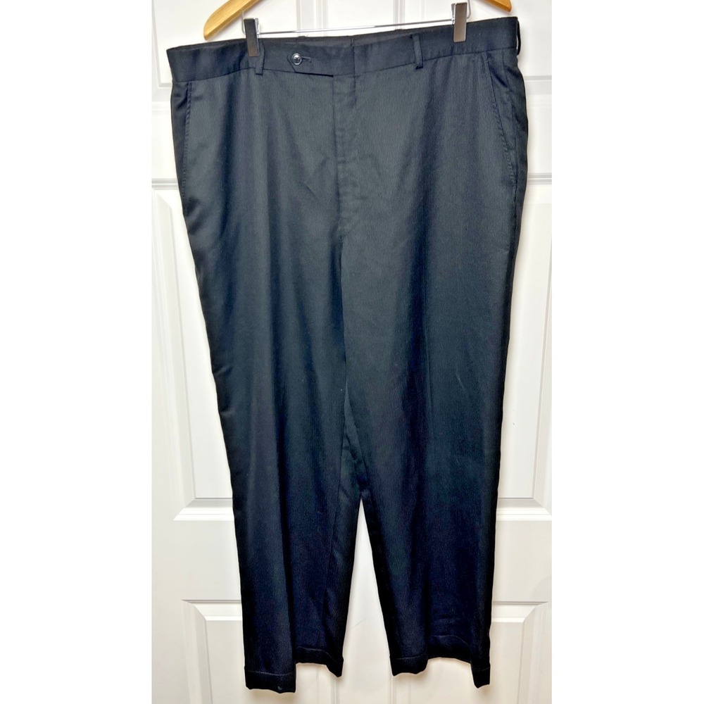 Wool Silk Dress Pants Men's 40x30 Black Tropical Weight Cuffed Luxury Mexico‎